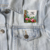 BADGE CARRÉ 5 CM MONOGRAME DE ROSES ET DE JASMINE (En situation)