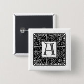 Badge Carré 5 Cm Monogramme "A" Celtique Argent (Devant & derrière)