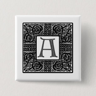 Badge Carré 5 Cm Monogramme "A" Celtique Argent