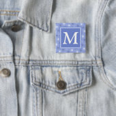 Badge Carré 5 Cm Monogramme bleu cercles motif (En situation)