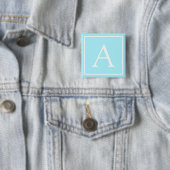 Badge Carré 5 Cm Monogramme bleu ciel simple (En situation)