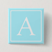 Badge Carré 5 Cm Monogramme bleu ciel simple (Devant)