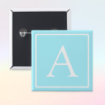 Badge Carré 5 Cm Monogramme bleu ciel simple<br><div class="desc">Merci pour votre achat!</div>