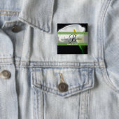 Badge Carré 5 Cm Monogramme de B avec un bouton élégant de (En situation)