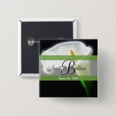 Badge Carré 5 Cm Monogramme de B avec un bouton élégant de (Devant & derrière)