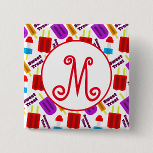 Badge Carré 5 Cm Monogramme de la barre de jus congelée en été