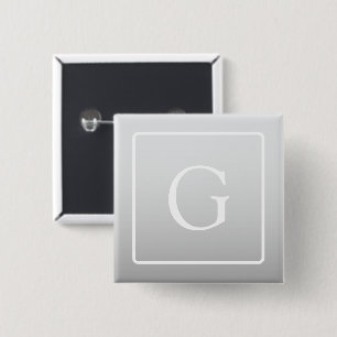 Badge Carré 5 Cm Monogramme de nom de famille avec un dégradé gris 