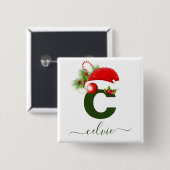 Badge Carré 5 Cm Monogramme personnalisé simple Noël (Devant & derrière)