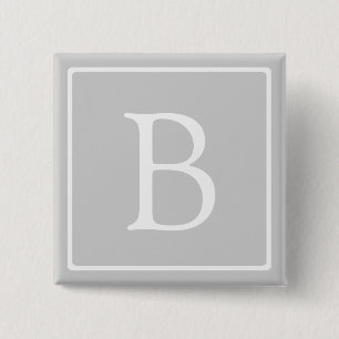Badge Carré 5 Cm Monogramme simple gris clair
