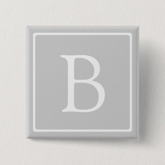 Badge Carré 5 Cm Monogramme simple gris clair (Devant)