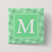 Badge Carré 5 Cm Monogramme vert ressort cercles motif (Devant)