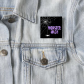 Badge Carré 5 Cm Monster Mash Halloween Spider Web (En situation)