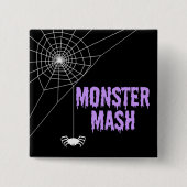 Badge Carré 5 Cm Monster Mash Halloween Spider Web (Devant)