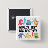 Badge Carré 5 Cm Monsters World's Best Big Brother