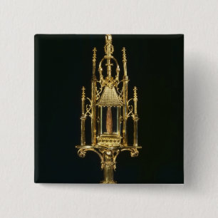Badge Carré 5 Cm Monstrance de reliquaire avec le morceau de croix