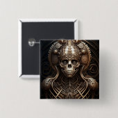 Badge Carré 5 Cm Monstre crâne Squelette Horreur (Devant & derrière)