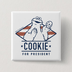 Badge Carré 5 Cm Monstre de cookies vintage pour le président