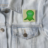 Badge Carré 5 Cm Monstre vert (En situation)