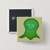 Badge Carré 5 Cm Monstre vert (Devant & derrière)