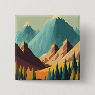 Badge Carré 5 Cm Montagnes Rocheuses