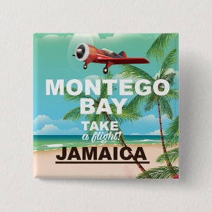 Badge Carré 5 Cm Montego Bay Jamaïque affiche de voyage vintage