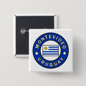 Badge Carré 5 Cm Montevideo Uruguay (Devant & derrière)