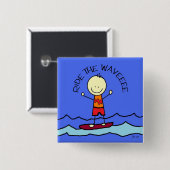 Badge Carré 5 Cm montez la vague (Devant & derrière)