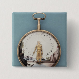 Badge Carré 5 Cm Montre de poche soutien-gorge-en-l'air enfermée
