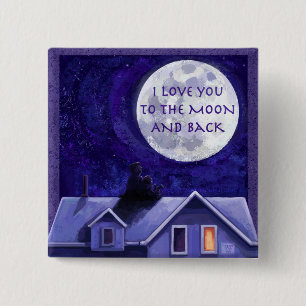 Badge Carré 5 Cm Montre Lune
