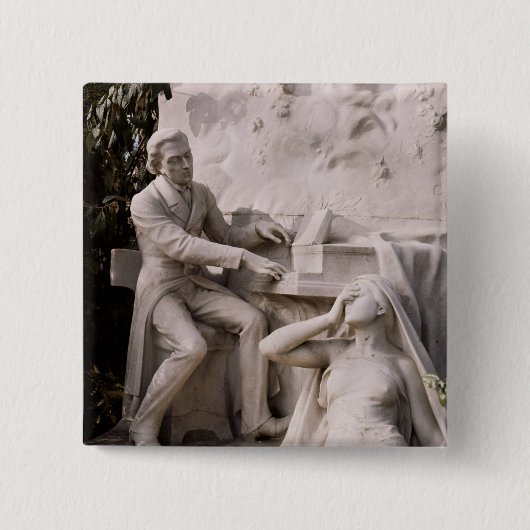 Badge Carré 5 Cm Monument à Frederic Chopin (Devant)