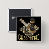 Badge Carré 5 Cm Mordu d'échecs (Devant & derrière)