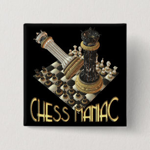 Badge Carré 5 Cm Mordu d'échecs