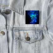 Badge Carré 5 Cm Morpho Butterfly in the Dark Background (En situation)