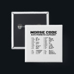Badge Carré 5 Cm Morse Code Alphabet phonétique OTAN<br><div class="desc">Morse Code Alphabet phonétique OTAN</div>