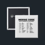 Badge Carré 5 Cm Morse Code Alphabet phonétique OTAN<br><div class="desc">Morse Code Alphabet phonétique OTAN</div>
