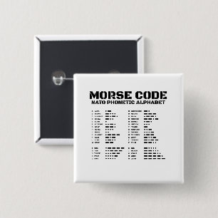 Badge Carré 5 Cm Morse Code Alphabet phonétique OTAN