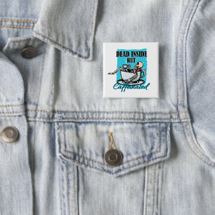 Badge Carré 5 Cm Mort À L'Intérieur Mais Café Aimant Squelette Aima