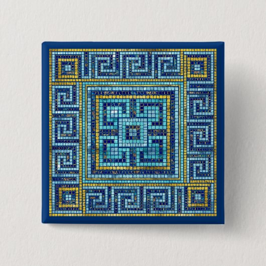 Badge Carré 5 Cm Mosaic Tile Greek Meander Key (Devant)