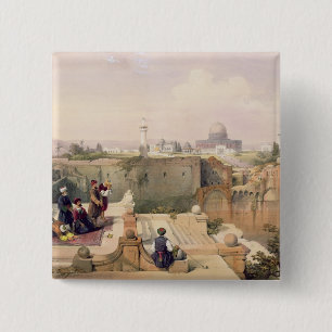 Badge Carré 5 Cm Mosquée d'Omar montrant le site du temple