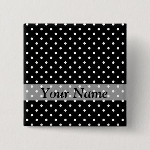 Badge Carré 5 Cm Motif à points de polka noir