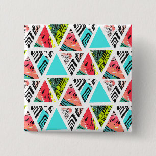 Badge Carré 5 Cm Motif Abstrait tropical coloré