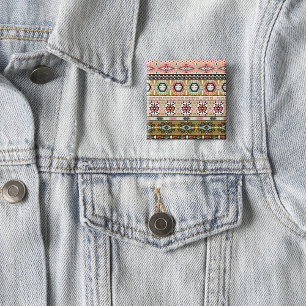 Badge Carré 5 Cm Motif Aztec
