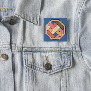 Badge Carré 5 Cm Motif coréen traditionnel
