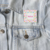 Badge Carré 5 Cm Motif d'aquarelle douce Coeurs et Cupcakes (En situation)
