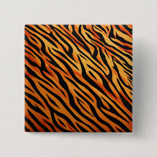 Badge Carré 5 Cm Motif de fourrure à rayures de tigre