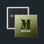 Badge Carré 5 Cm Motif de maille géométrique vert clair de l'armée<br><div class="desc">Monogramme Personnalisez avec votre initiale et votre nom personnalisés. Militaire dégradé géométrique maillage motif triangles ombre. Triangle maillage géométrique avec dégradé vert foncé clair. militaire,  armée,  motif,  ombre,  maillage,  triangles,  géométrie,  dégradé,  cool,  triangle,  vert</div>