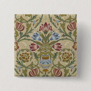 Badge Carré 5 Cm Motif de papier peint floral brocart de William Mo