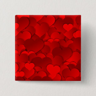 Badge Carré 5 Cm Motif de texture de coeurs d'amour rouge romantiqu