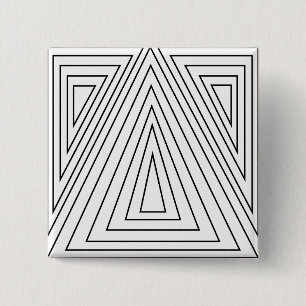 Badge Carré 5 Cm Motif de triangle concentrique noir et blanc