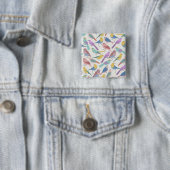 Badge Carré 5 Cm Motif d'oiseaux chanteurs pastel Oiseaux d'aquarel (En situation)